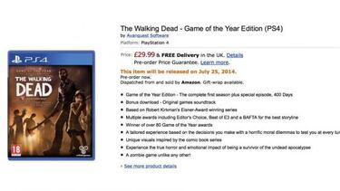 Edicion GOTY de The Walking Dead enlistado para PS4 y Xbox One