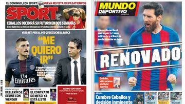 Portadas de los diarios Sport y Mundo Deportivo del día 5 de julio de 2017.