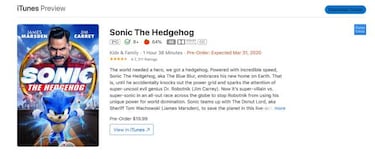 Sonic La Película adelanta su fecha de estreno en formato digital