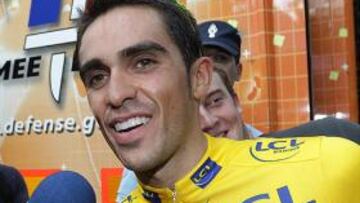 <b>Alberto Contador</b>, tras imponerse en el Criterium Internacional de Castillon.