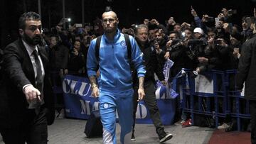 Hamsik, a su llegada a Madrid.