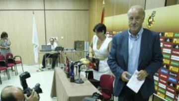<b>LARGA. </b>Del Bosque, ayer tras ofrecer la lista de España con 24 jugadores.