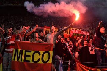 Atletico's fans celebrate after the Europa League final.