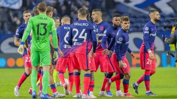 Los futbolistas del Atlético, en Oporto