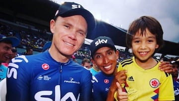 Chris Froome feliz en Colombia
