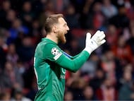 Oblak, en la ida de octavos de Champions entre el Atleti y el Tottenham.
