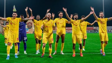 Los jugadores del Al Qadsiah celebran la victoria ante el Al Raed.