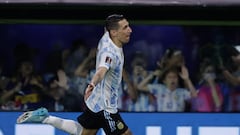 AMDEP8369. BUENOS AIRES (ARGENTINA), 25/03/2022.- Ángel Di María de Argentina celebra un gol hoy, en un partido de las eliminatorias sudamericanas para el Mundial de Catar 2022 entre Argentina y Venezuela en el estadio La Bombonera en Buenos Aires (Argentina). EFE/Juan Ignacio Roncoroni
