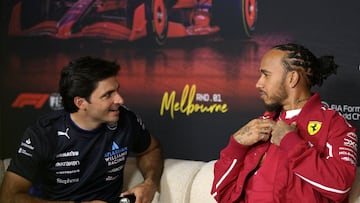 Carlos Sainz (Williams) y Lewis Hamilton (Ferrari). Melbourne, Australia. F1 2025.