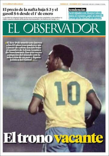 Tributes to Pelé on the front pages of the world