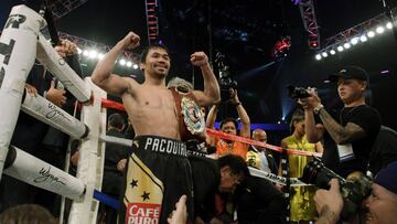 Manny Pacquiao tras ganar a Jessie Vargas por el Mundial WBO del peso welter.