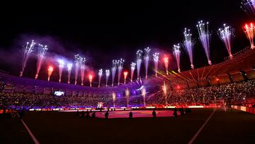 Riyadh (Saudi Arabia), 14/01/2024.- Fireworks explode during a ceremony prior Spanish Super Cup final match between Real Madrid and Barcelona at Al Awal Park in Riyadh, Saudi Arabia, 14 January 2024. (Arabia Saudita) EFE/EPA/STR