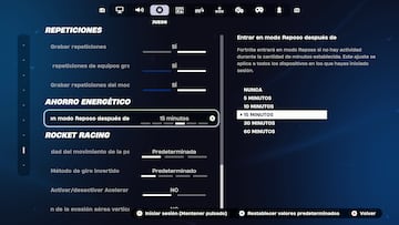 fortnite modo reposo ahorro energetico