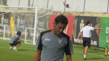 &Oacute;scar S&aacute;nchez, durante un entreno.