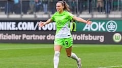 Ewa Pajor, jugadora del Wolfsburgo, celebrando un gol esta temporada.