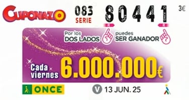Cuponazo de la ONCE: comprobar los resultados del sorteo hoy, viernes 13 de junio