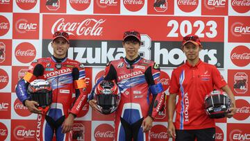 Xavi Vierge,  Takumi Takahashi y Tetsuta Nagashima, ganadores de las 8 Horas de Suzuka.