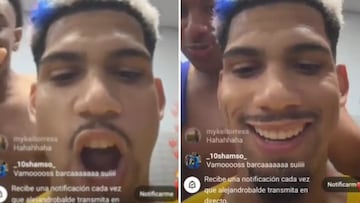 La reacción de Araújo cuando le salta que Messi se ha conectado a su directo de Instagram para ver la fiesta