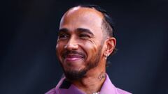 AUSTIN, TEXAS - OCTOBER 22: Lewis Hamilton of Great Britain and Mercedes greets the crowd on the fan stage prior to final practice ahead of the F1 Grand Prix of USA at Circuit of The Americas on October 22, 2022 in Austin, Texas. (Photo by Dan Istitene - Formula 1/Formula 1 via Getty Images)