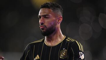 Apr 20, 2024; Los Angeles, California, USA; LAFC forward Denis Bouanga (99) celebrates after scoring a goal against the New York Red Bulls at BMO Stadium. Mandatory Credit: Kelvin Kuo-USA TODAY Sports