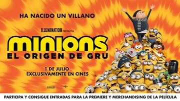 Gana una entrada cuádruple para el preestreno exclusivo de Minions: El Origen de Gru