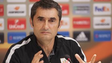 Ernesto Valverde en rueda de prensa.