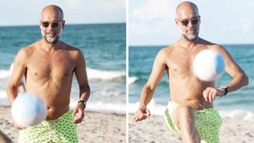 54 años, en bañador y descalzo: Guardiola sigue derrochando calidad con la pelota
