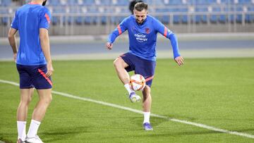 Herrera, en un entrenamiento con el Atl&eacute;tico.