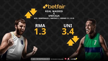 Real Madrid vs. Unicaja (partido 2): horario, dónde ver, pronósticos, estadísticas y cuadro