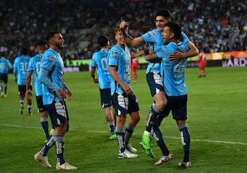   Nicolas Ibanez celebrates his goal 2-1 of Pachuca  during the game Pachuca vs Toluca, corresponding to second leg of the great final of the Torneo Apertura 2022 of the Liga BBVA MX, at Hidalgo Stadium, on October 30, 2022.

<br><br>

Nicolas Ibanez celebra su gol 2-1 de Pachuca durante el partido Pachuca vs Toluca, correspondiente a la vuelta de la gran final del Torneo Apertura 2022 de la Liga BBVA MX, en el Estadio Hidalgo, el 30 de octubre de 2022.