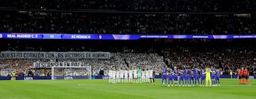 Minuto de silencio en el estadio Santiago Bernabéu en memoria de las personas fallecidas en el accidente ferroviario de Adamuz, Córdoba.