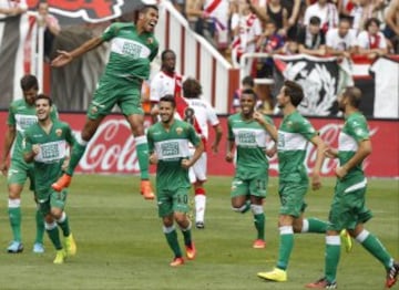 Jonathas, celebra su gol conseguido ante el Rayo Vallecano, durante el partido de la tercera jornada de Liga de Primera División