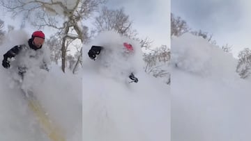 Aymar Navarro, enterrado en nieve en Hokkaido, Japón.