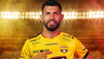 Sergio Kun Agüero, con la camiseta de Barcelona SC.