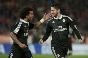 Isco y Marcelo celebrando el gol 0-1