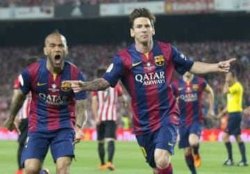 Messi celebra el 0-1 en la final de la Copa del Rey 2015 contra el Athletic Club.