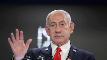 FILE PHOTO: Israeli Prime Minister Benjamin Netanyahu speaks during a press conference at the Prime Minister’s office in Jerusalem, August 10, 2025. ABIR SULTAN/Pool via REUTERS/File Photo