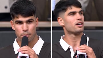 El momentazo de Alcaraz cantando en plena entrevista delante de la Philippe Chatrier