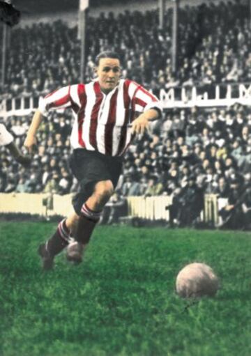 1909-1966. Guillermo Gorostiza, jugador vasco que militó en el Athletic de Bilbao y Valencia entre otros además de internacional con España. Murió a los 57 años en el Sanatorio de Tuberculosos de Santa Marina de Bilbao.