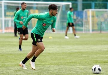 Australia's Mathew Leckie during the Socceroos session in Kazan on Thursday.