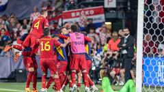 España celebra la consecución de la UEFA Nations League Final ante Croacia.