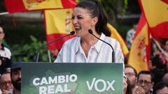 JAEN ANDALUSIA,, SPAIN - JUNE 10: The candidate for the Presidency of the Junta in the June 19 elections, Macarena Olona, at the Voz rally for the Andalusian campaign on June 10, 2022 in Jaen (Andalusia, Spain). (Photo By Juan de Dios Ortiz/Europa Press via Getty Images)