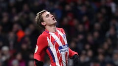 Griezmann se lamenta de una ocasi&oacute;n ante el Valencia.