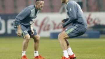 Robbie Keane, de 35 años, en el entrenamiento de ayer de Irlanda.