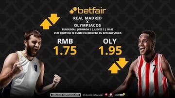 Real Madrid vs. Olympiacos: horario, dónde ver, pronósticos y clasificación