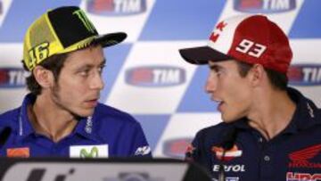 Rossi y M&aacute;rquez, en la conferencia de Misano.