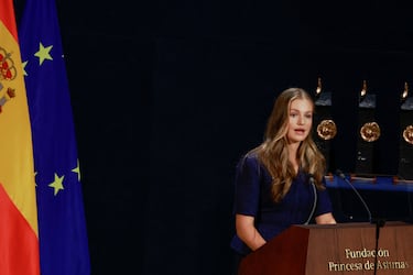 Intervención de la Princesa Leonor durante la entrega de los Premios Princesa de Asturias 2023.