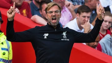 Jurgen Klopp, celebrando un gol del Liverpool.