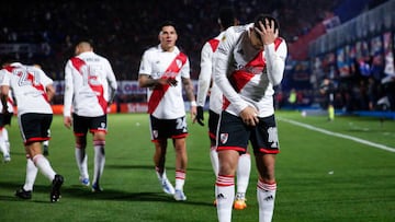 BUENOS AIRES, ARGENTINA - AUGUST 27: Pablo Solari of River Plate celebrates after scoring the first goal of his team during a Liga Profesional 2022 match between Tigre and River Plate at Jose Dellagiovanna on August 27, 2022 in Buenos Aires, Argentina. (Photo by Daniel Jayo/Getty Images)