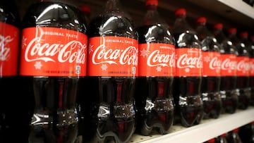 FILE PHOTO: Bottles of Coca-Cola are seen at a grocery store in Los Angeles, California U.S. November 21, 2017. REUTERS/Lucy Nicholson/File Photo